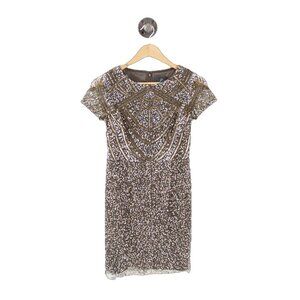 Adrianna Pappell short sleeve beaded dress #217-145